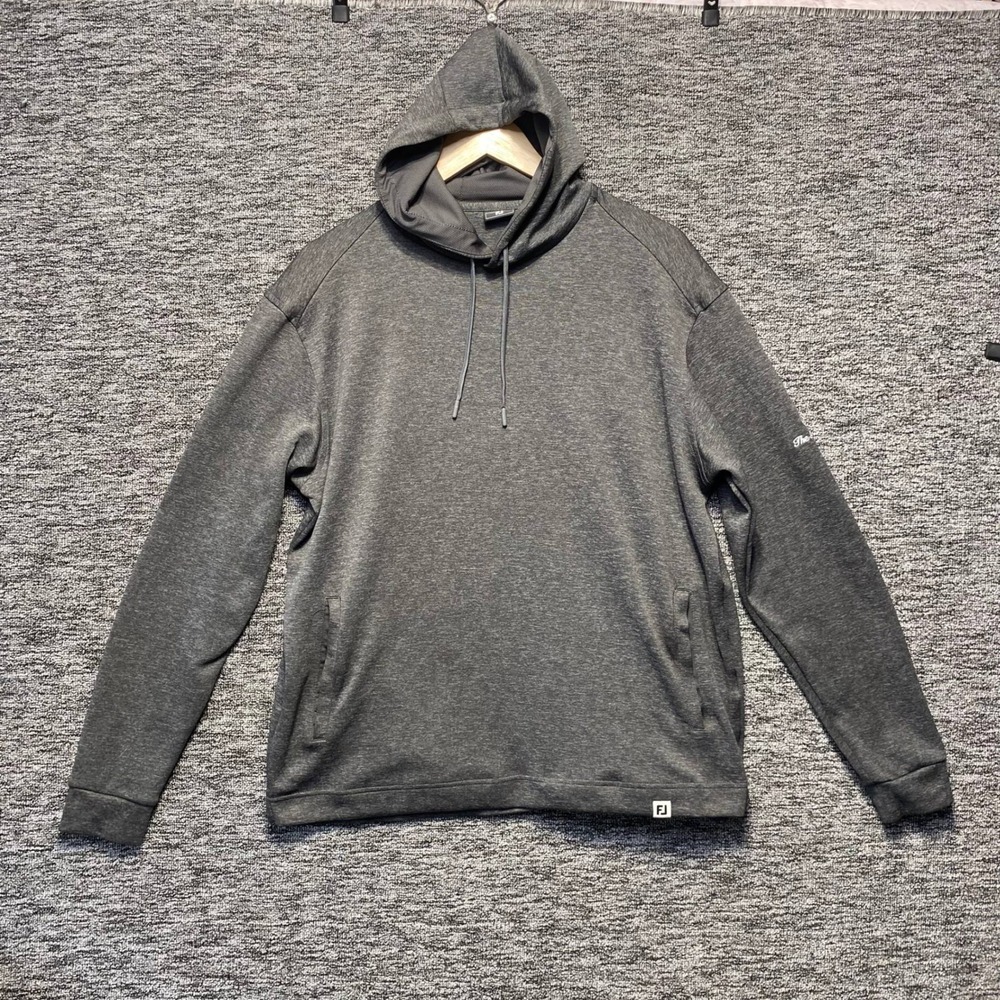 FootJoy Golf Hoodie Medium Gray Performance Pullover Sweatshirt Course Embroider